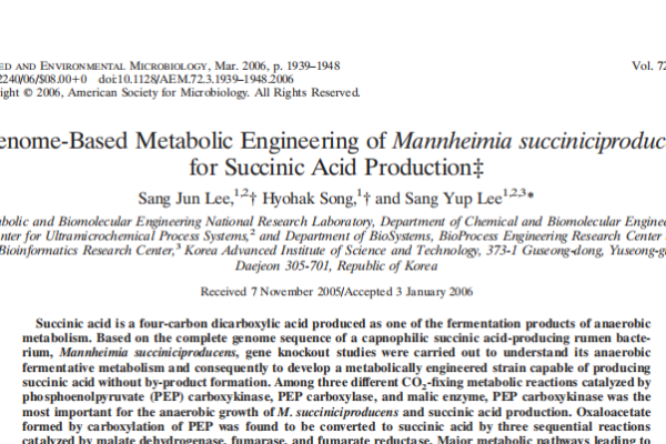 Mannheimia succiniciproducens metabolic engineering for succinic acid production