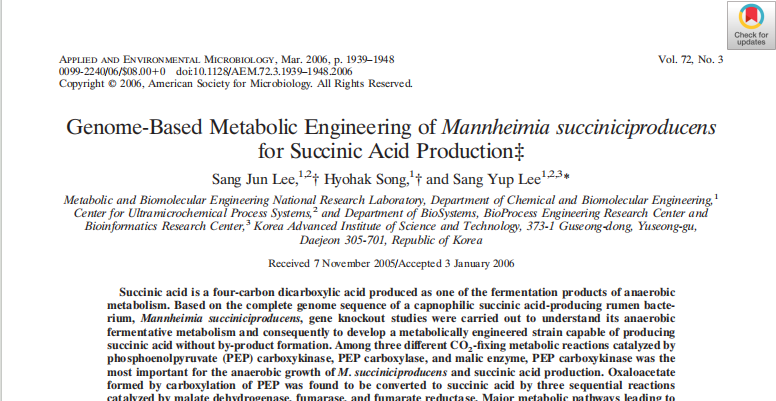 Mannheimia succiniciproducens metabolic engineering for succinic acid production